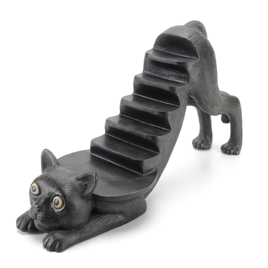 Black Cat Figural Resin Tiered Display Stand