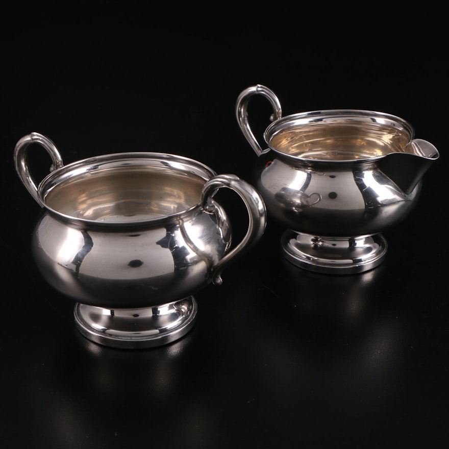 Fisher Weighted Sterling Silver Creamer and Sugar, Mid to Late 20th Century
