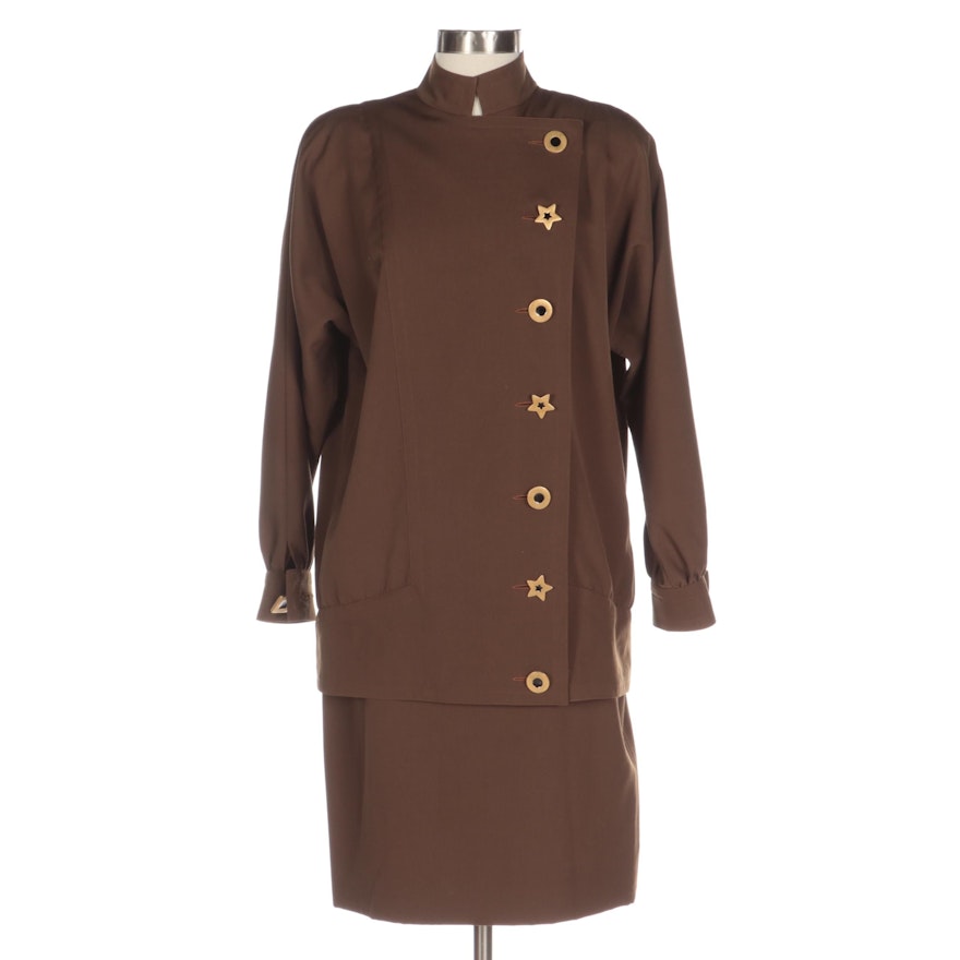 Ann Lawrence Today Brown Wool Skirt Suit with Oversized Jacket