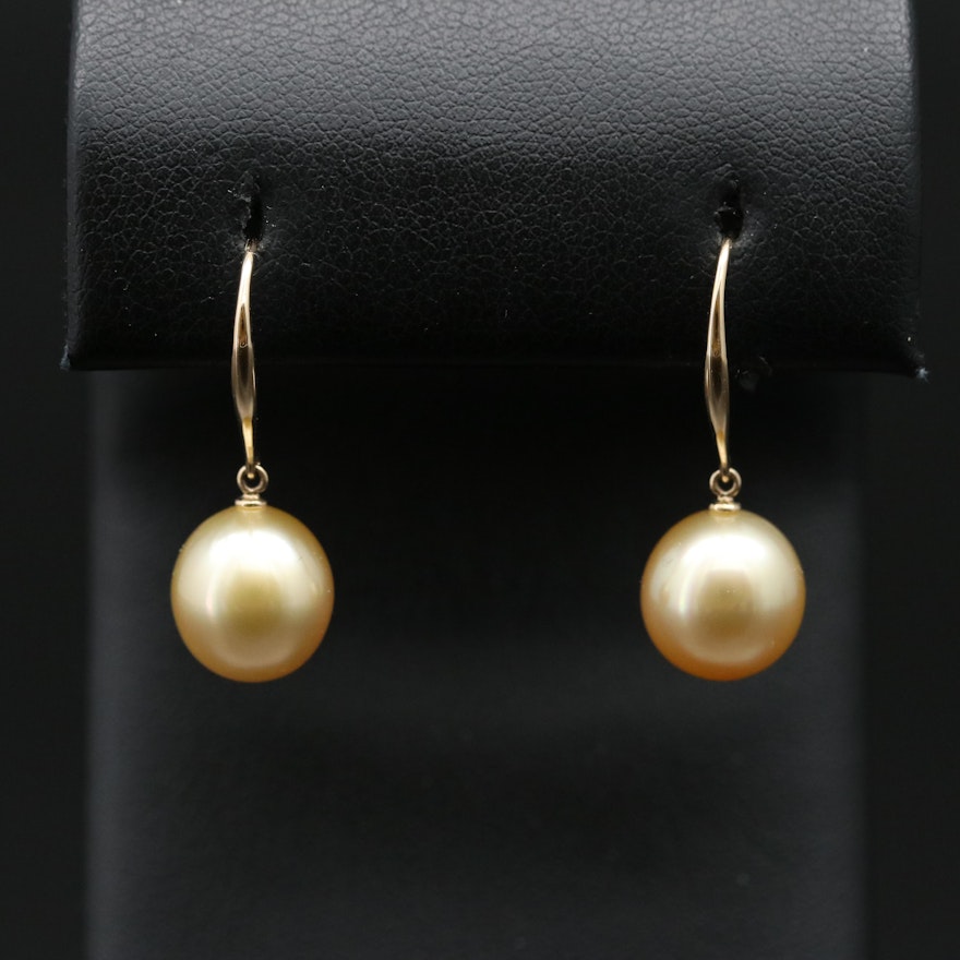 14K Oval 10.00 mm Pearl Earrings