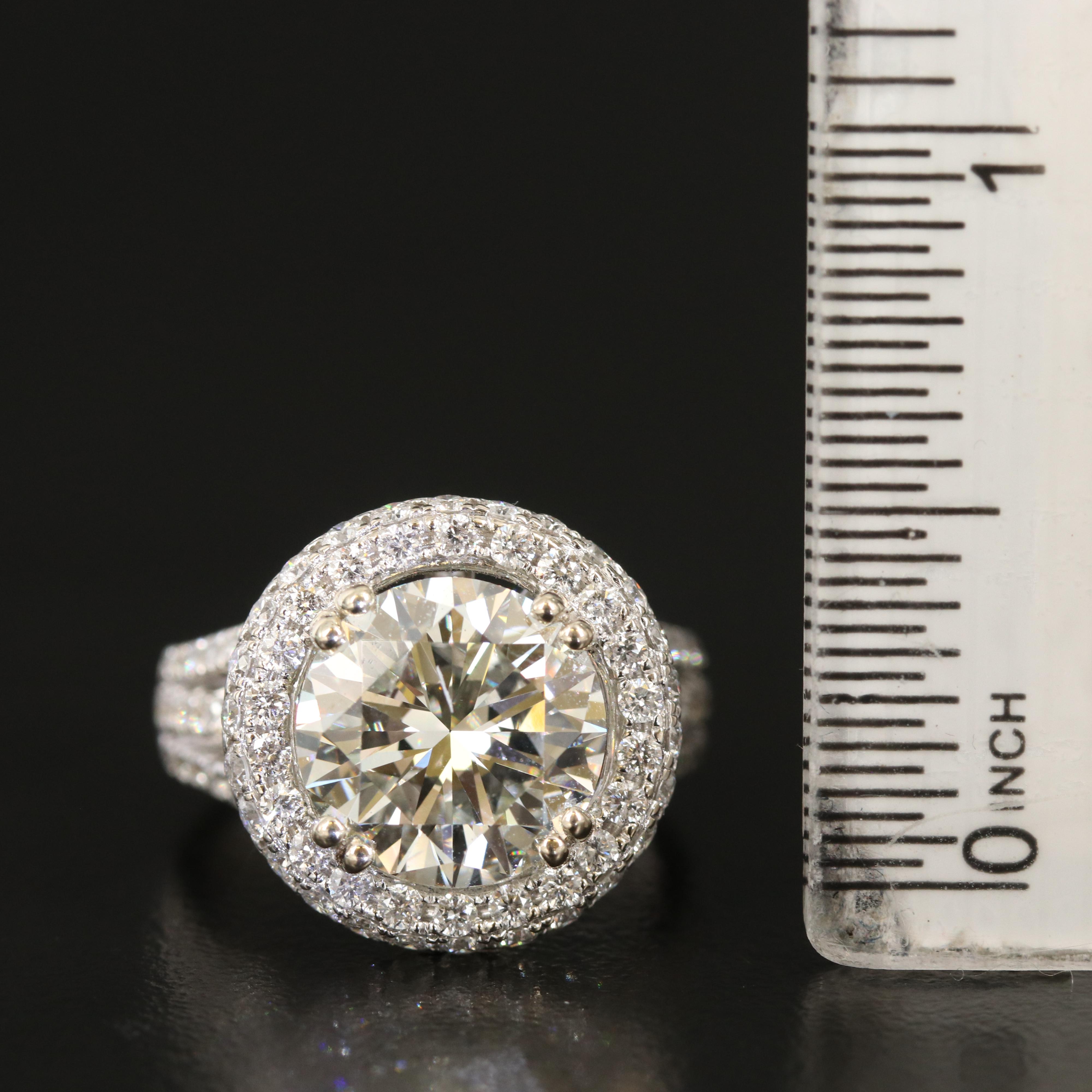 18K Diamond Ring with 4.15 CT Center Diamond and Digital GIA Report