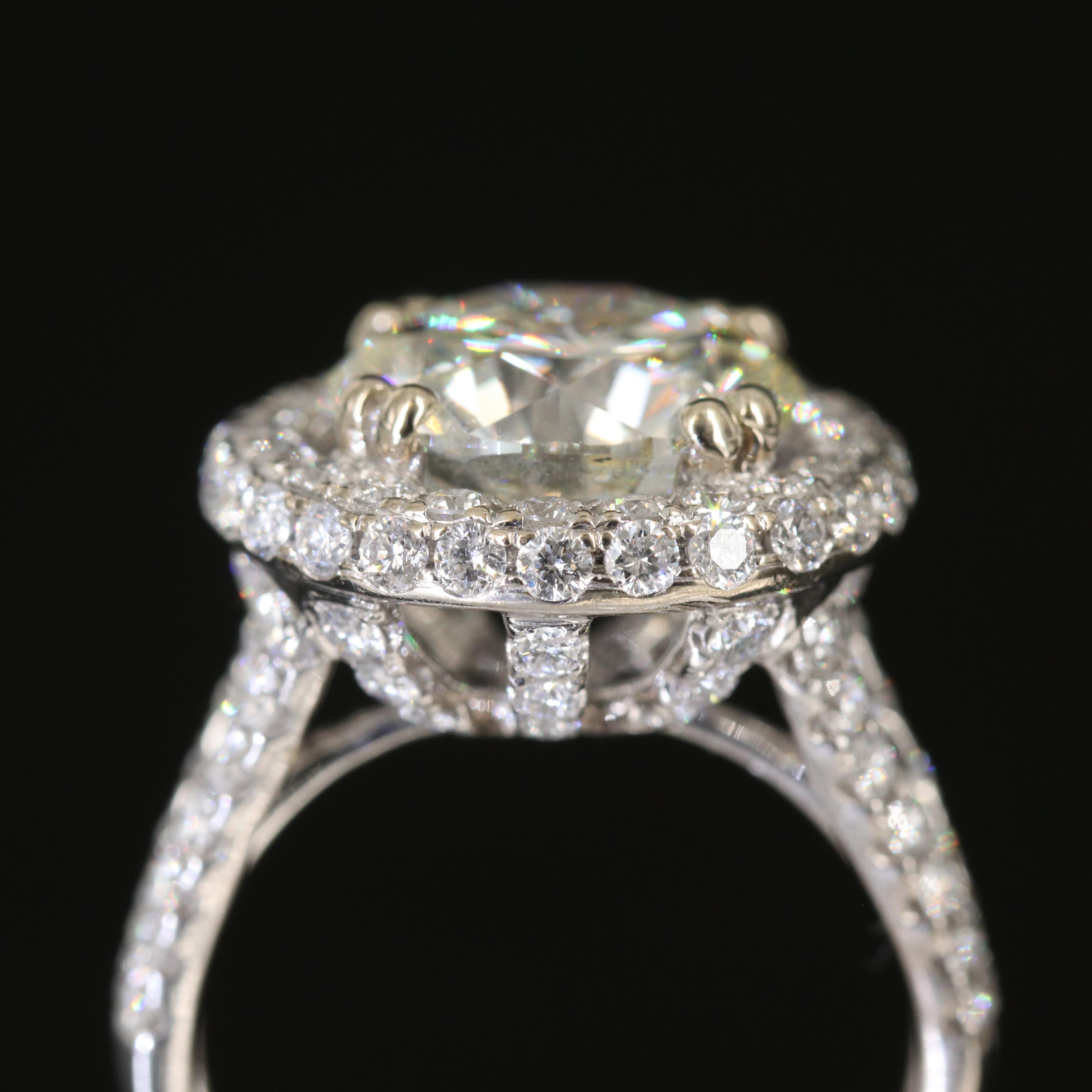 18K Diamond Ring with 4.15 CT Center Diamond and Digital GIA Report