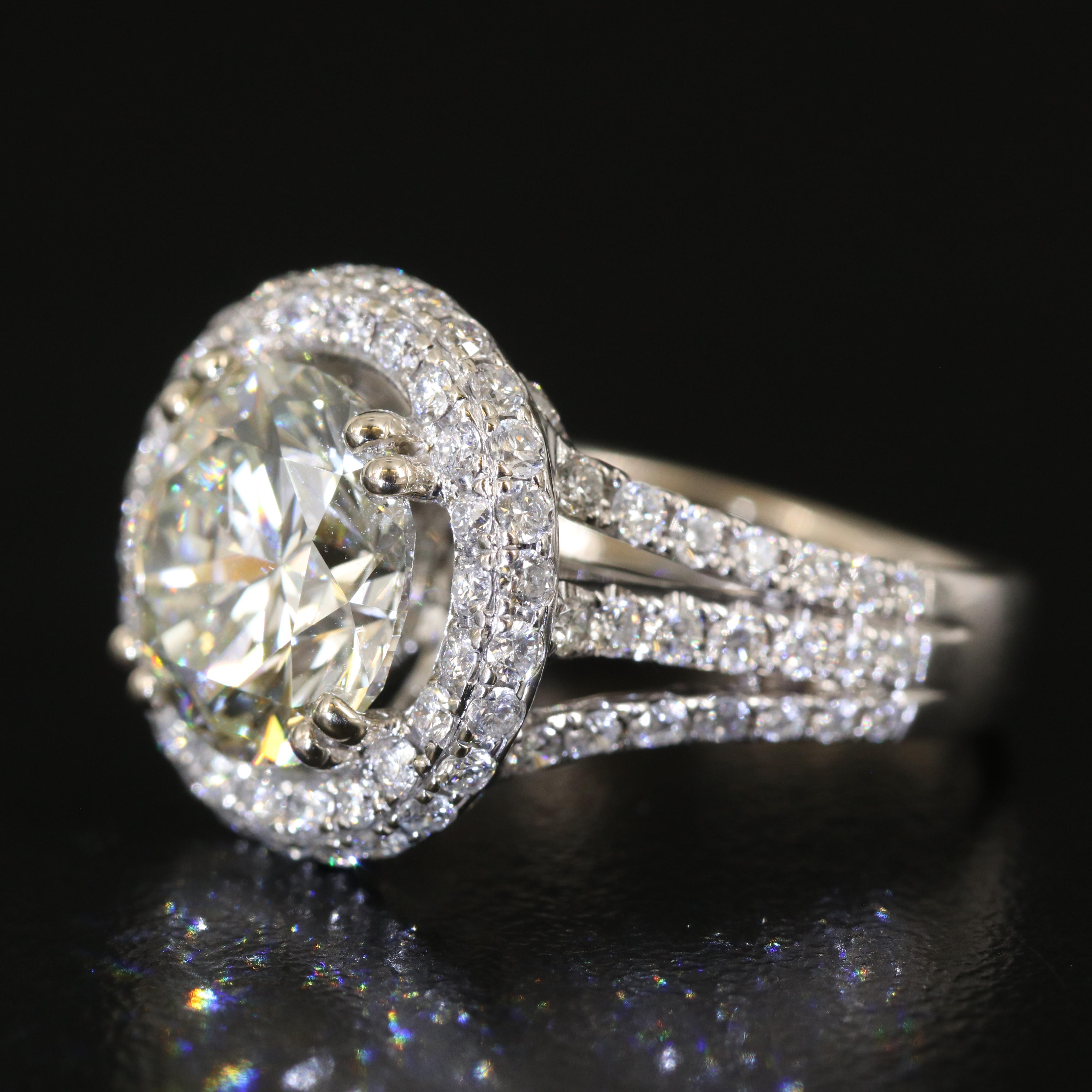 18K Diamond Ring with 4.15 CT Center Diamond and Digital GIA Report