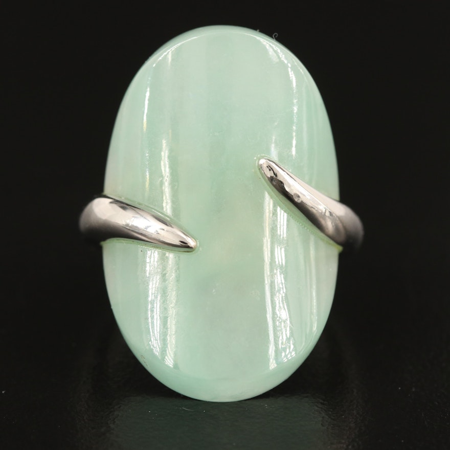 Sterling Jadeite Saddle Ring