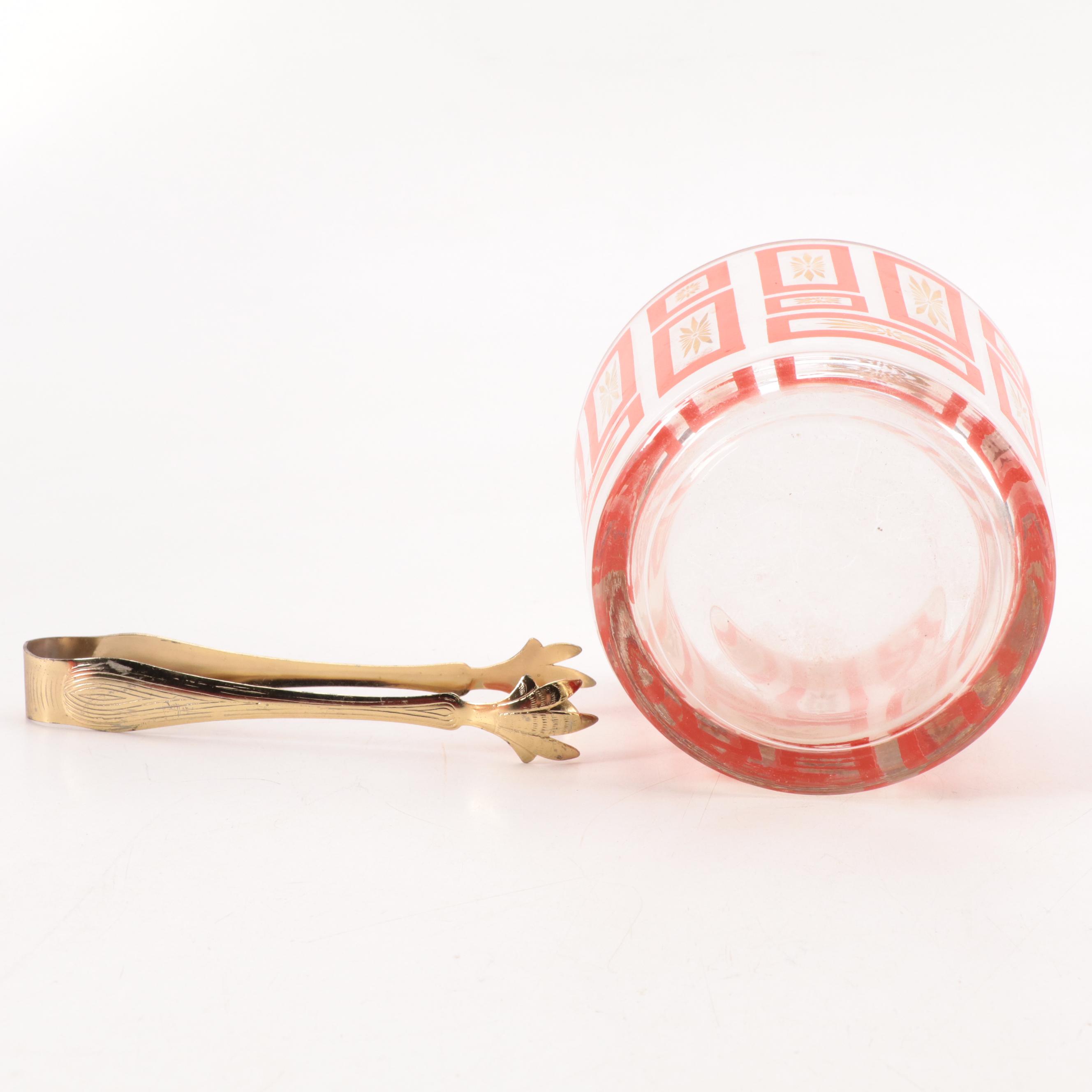 Jeannette Glass for Glasbake Atomic Starburst Ice Bucket, Ashtrays and Bakeware