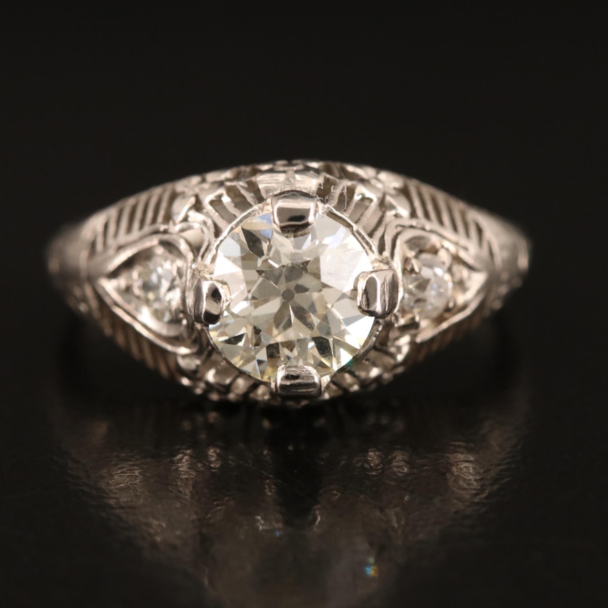 Art Deco Platinum 1.40 CTW Diamond Ring with GIA Report