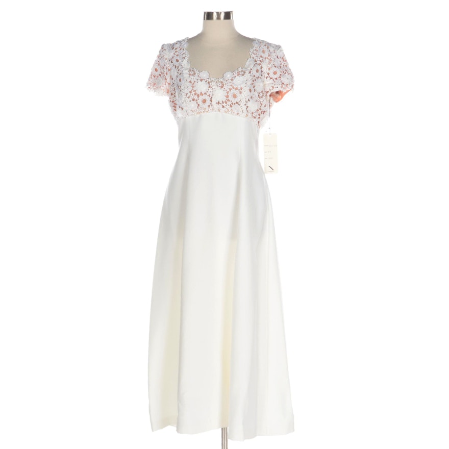 Victor Costa by Nahdrée Dress with Lace Bodice and Cap Sleeves