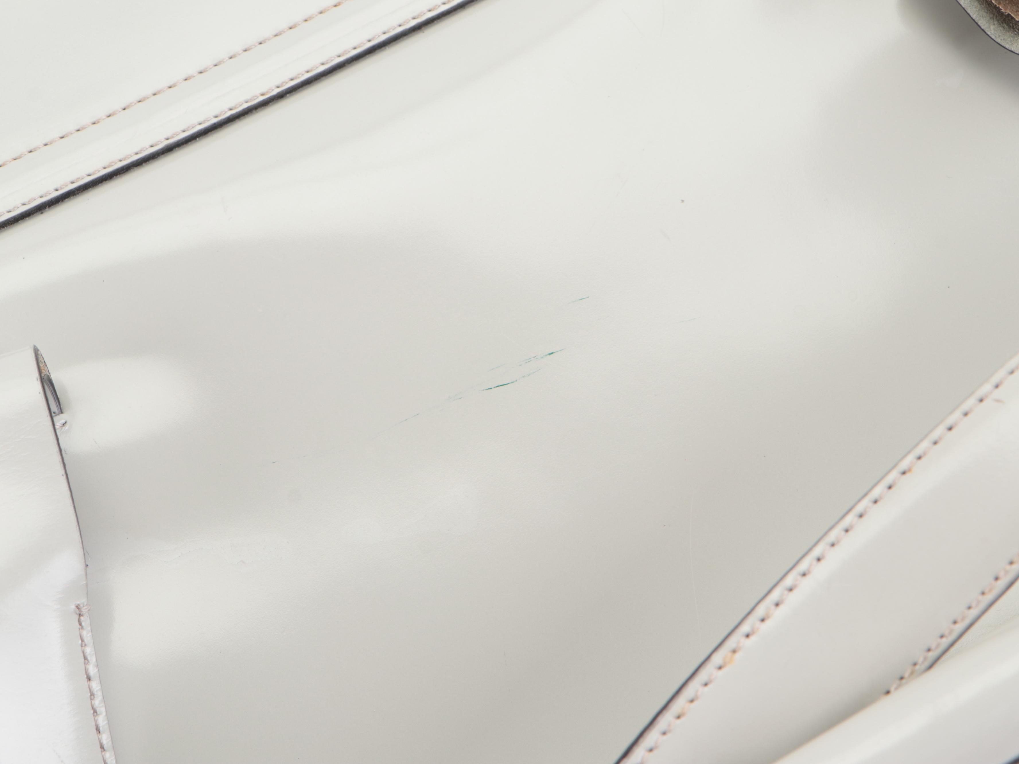 Prada Flap Closure Shoulder Bag in Dove Grey Polished Leather