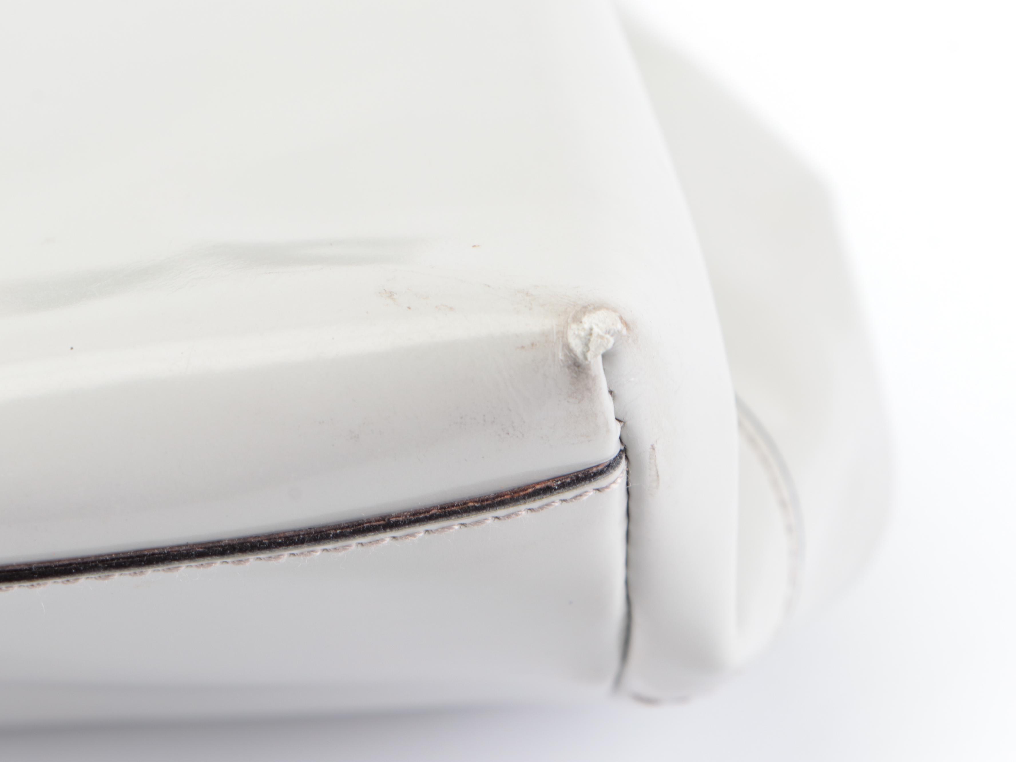 Prada Flap Closure Shoulder Bag in Dove Grey Polished Leather