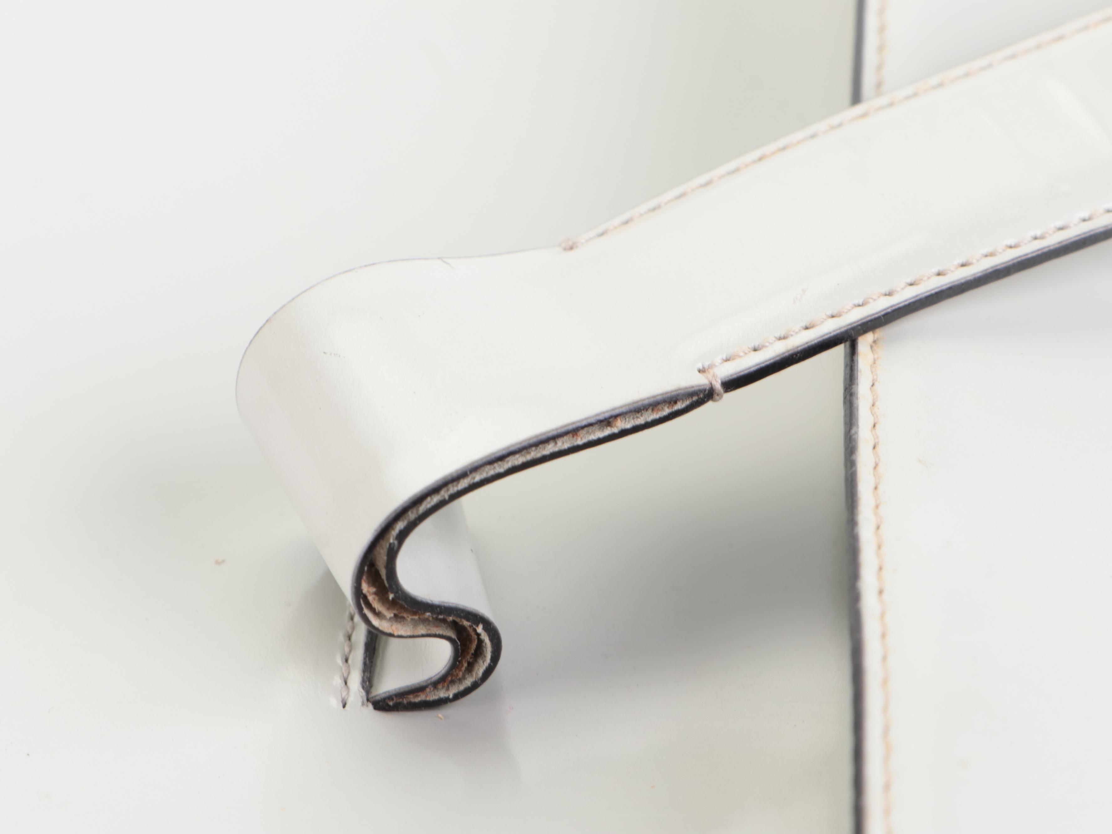 Prada Flap Closure Shoulder Bag in Dove Grey Polished Leather