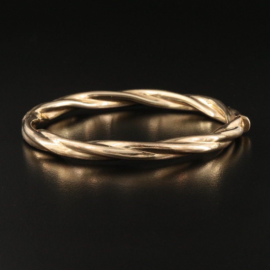 Italian 14K Braided Hinged Bangle