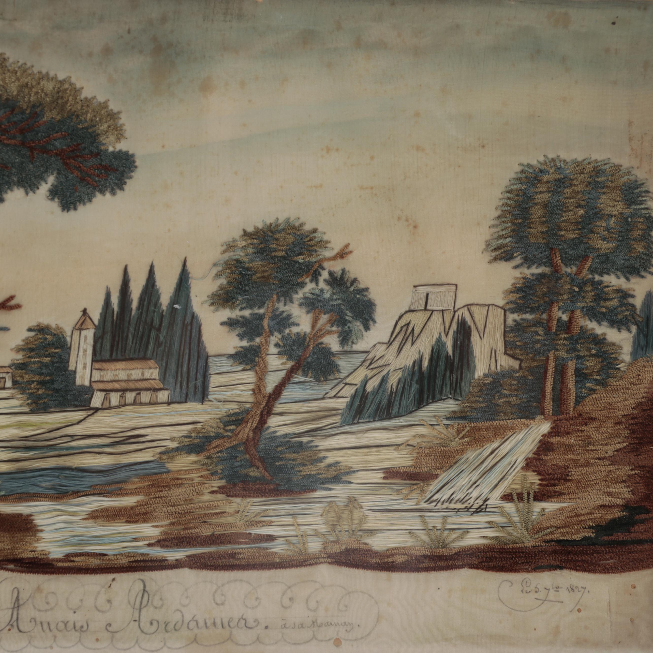 Antique French Embroidery Picture, Early 19th Century