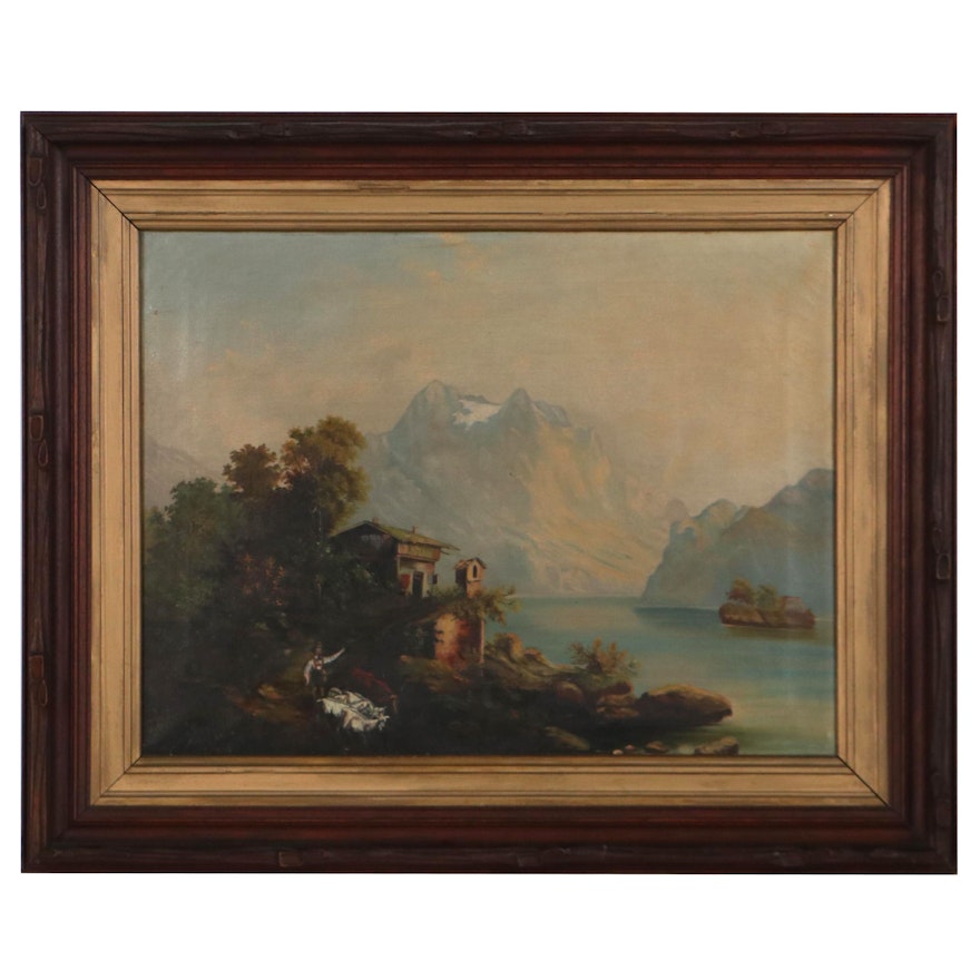 German Landscape Oil Painting, Early 20th Century