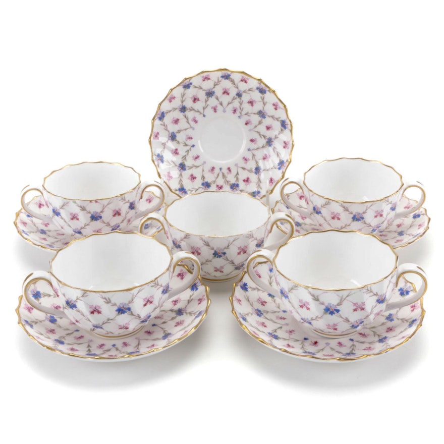 Copelands English Bone China Bouillion Cups and Saucers, Late 19th Century