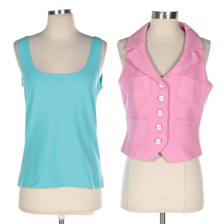 Worth Collection Button-Front Vest and Tank Top