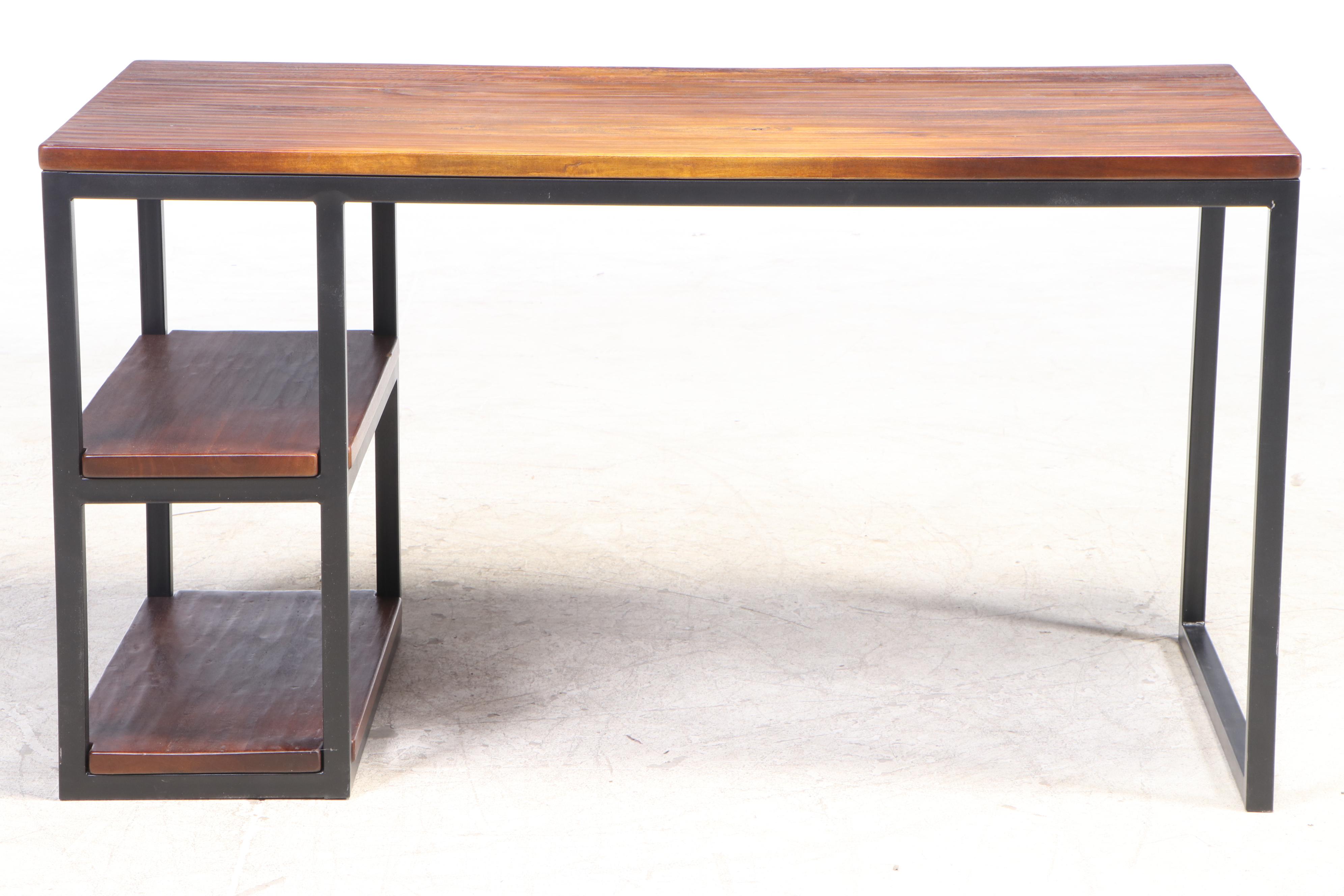 Arhaus Furniture "Palmer" Powder-Coated Iron and Mango Wood Desk