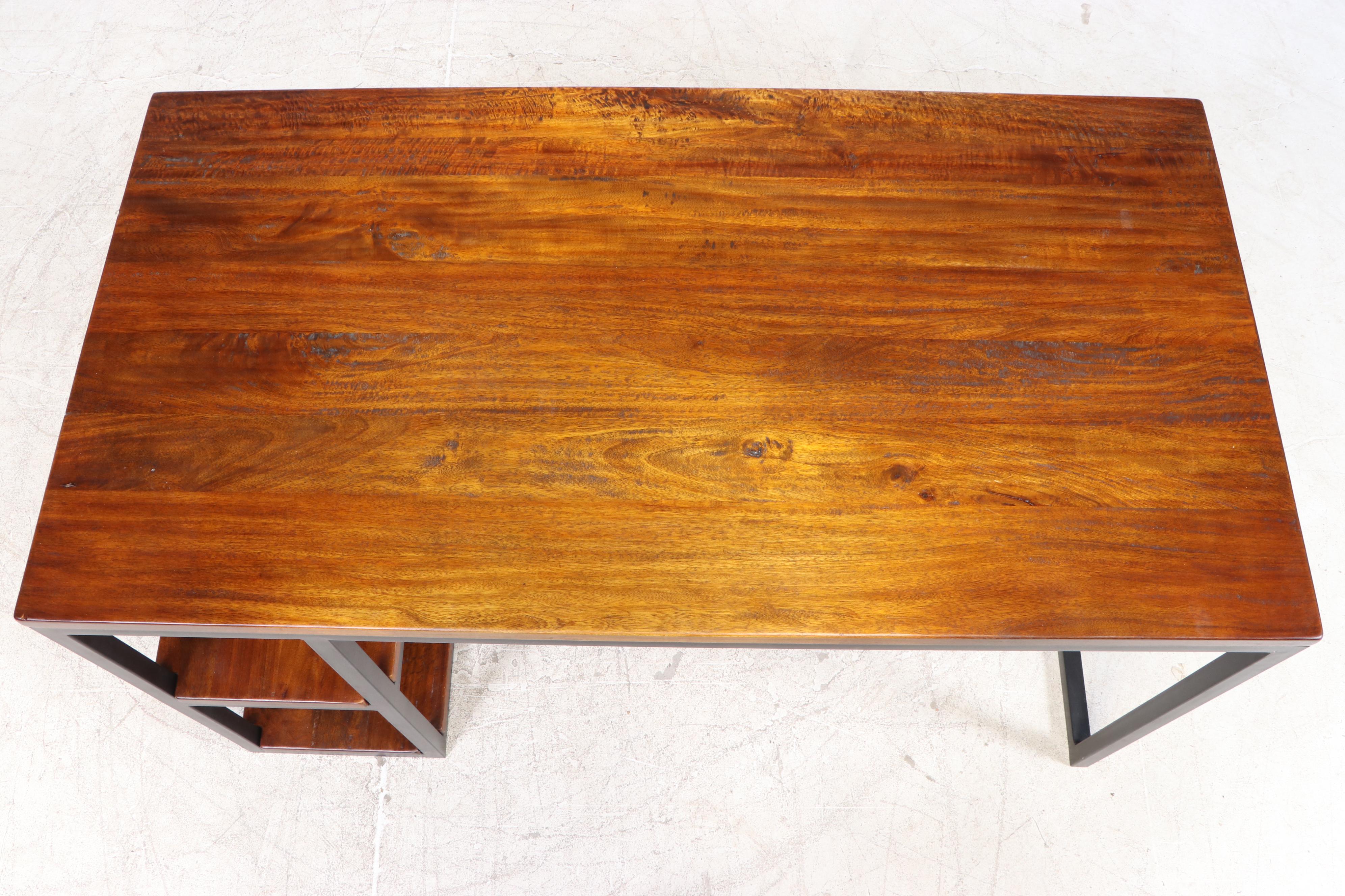 Arhaus Furniture "Palmer" Powder-Coated Iron and Mango Wood Desk