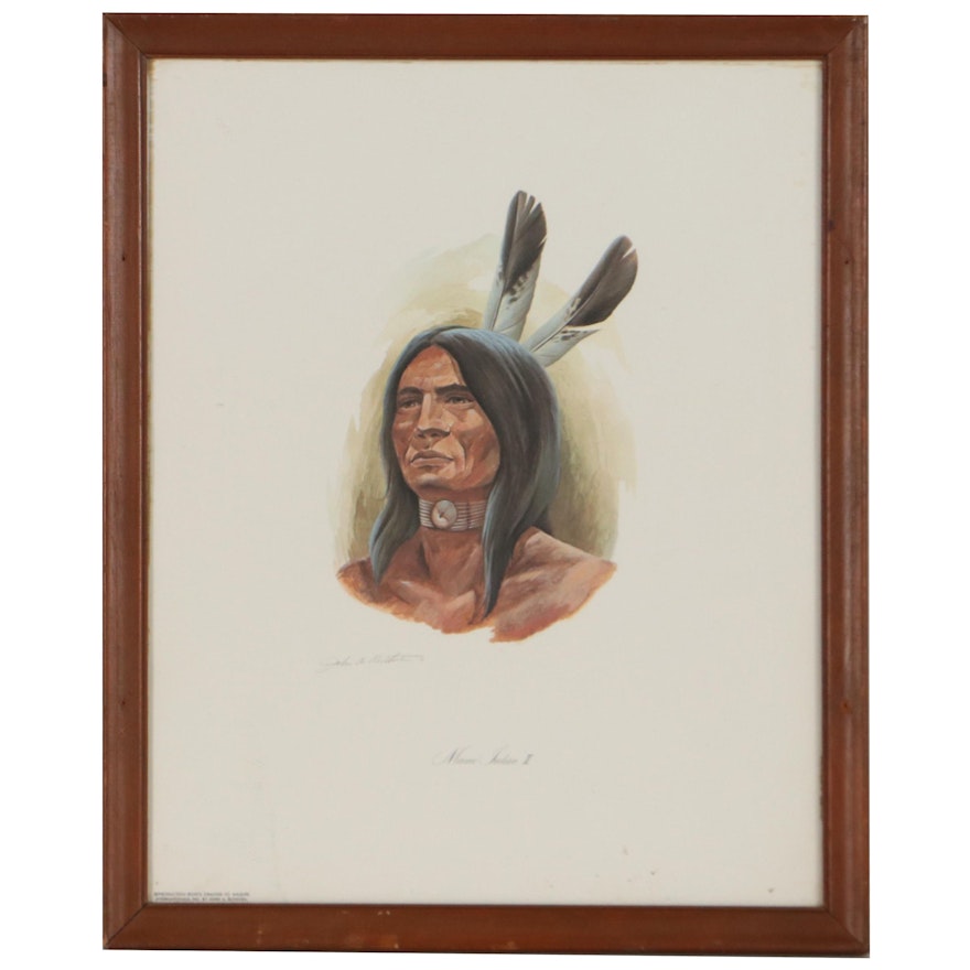 John Ruthven Offset Lithograph "Miami Indian II," Late 20th Century