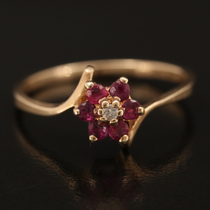 10K Diamond and Ruby Ring