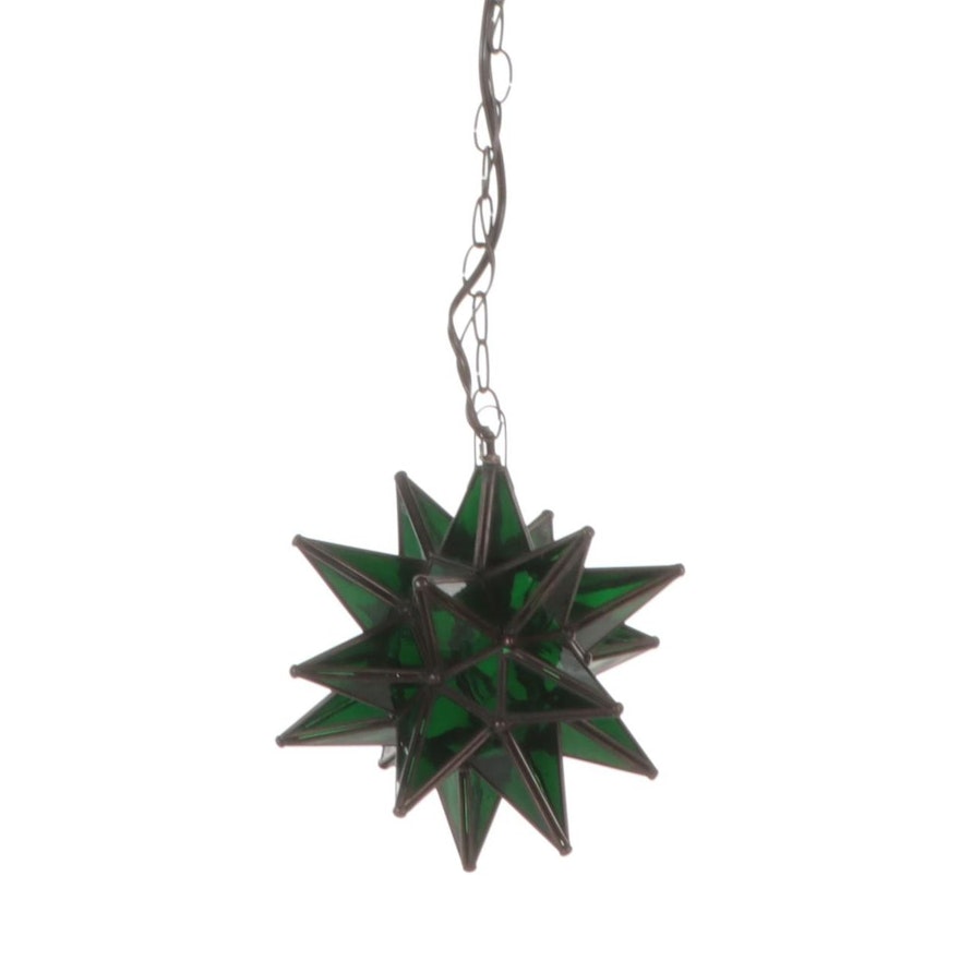 Green Glass Moravian Star Pendant Light