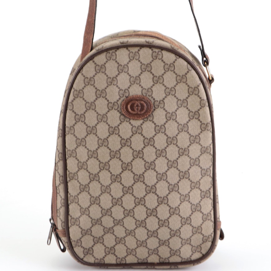 Gucci Vertical Zip-Around Shoulder Bag GG Supreme Coated Canvas & Leather