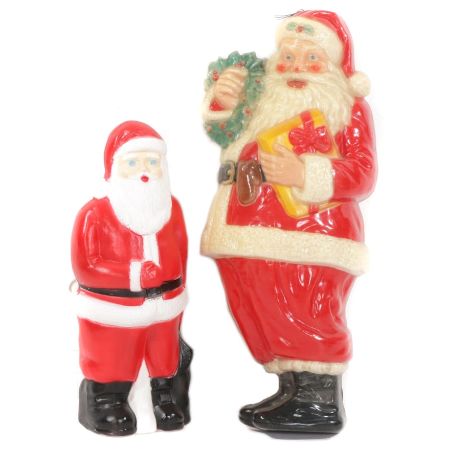 Plastic Blow Mold Illuminated Santa Lawn Décor, Mid to Late 20th Century