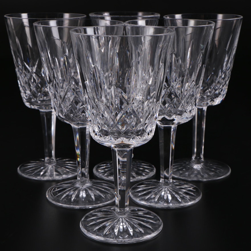 Waterford "Lismore" Cut Crystal Water Goblets and Crystal Bud Vase