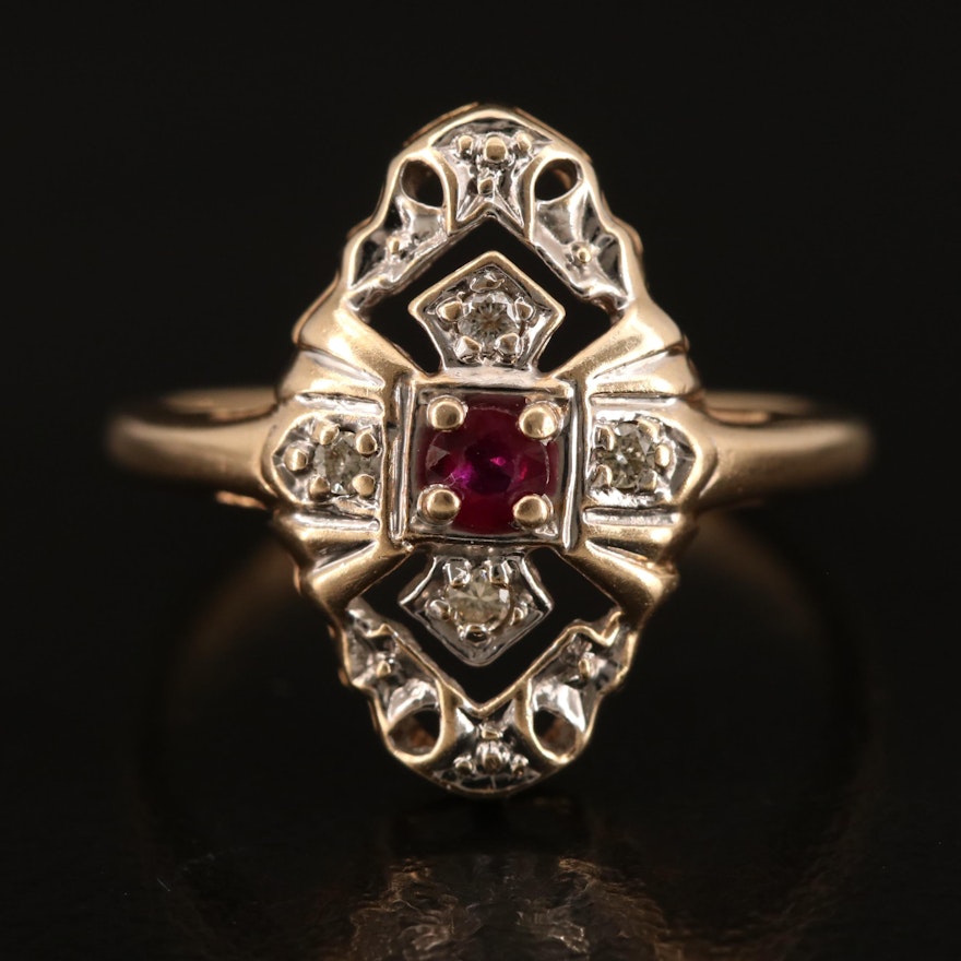 10K Ruby and Diamond Ring