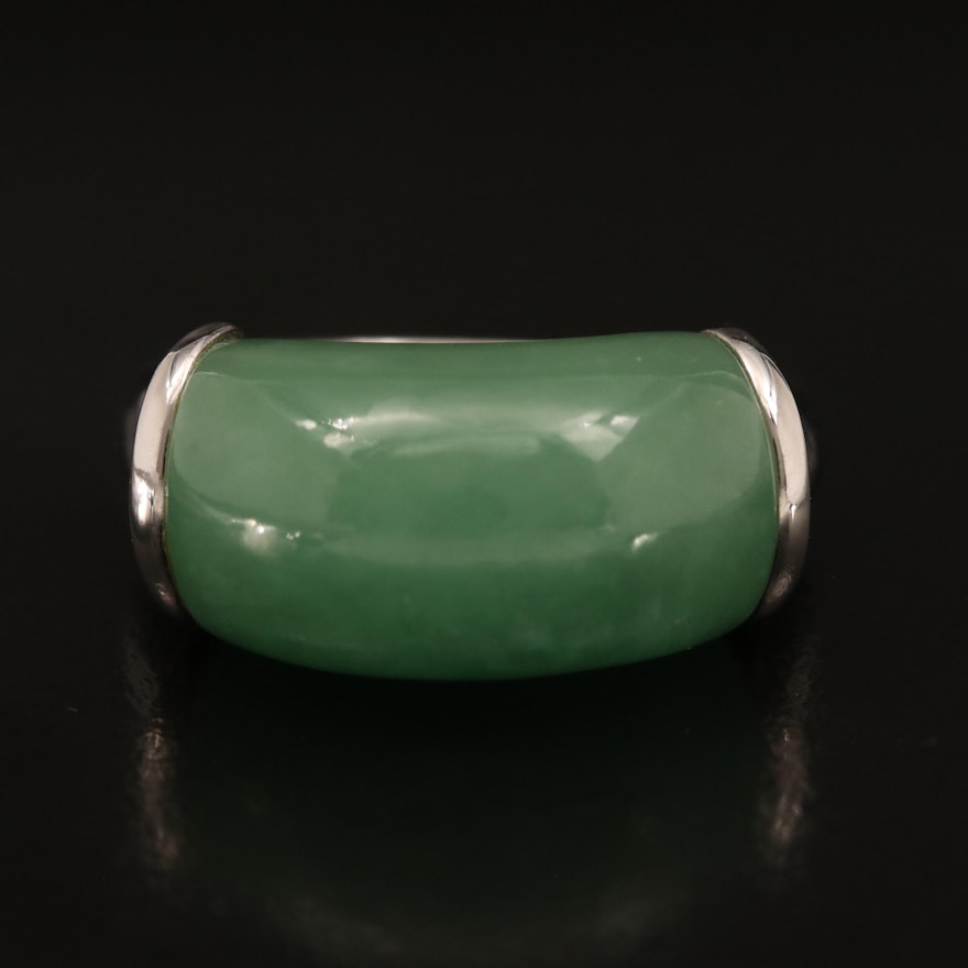 Sterling Jadeite East-West Ring