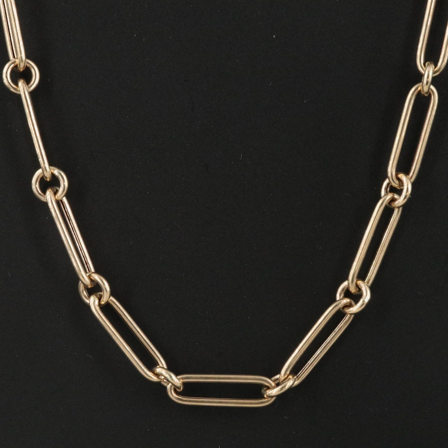 Italian 14K Ring and Connector Chain Link Necklace