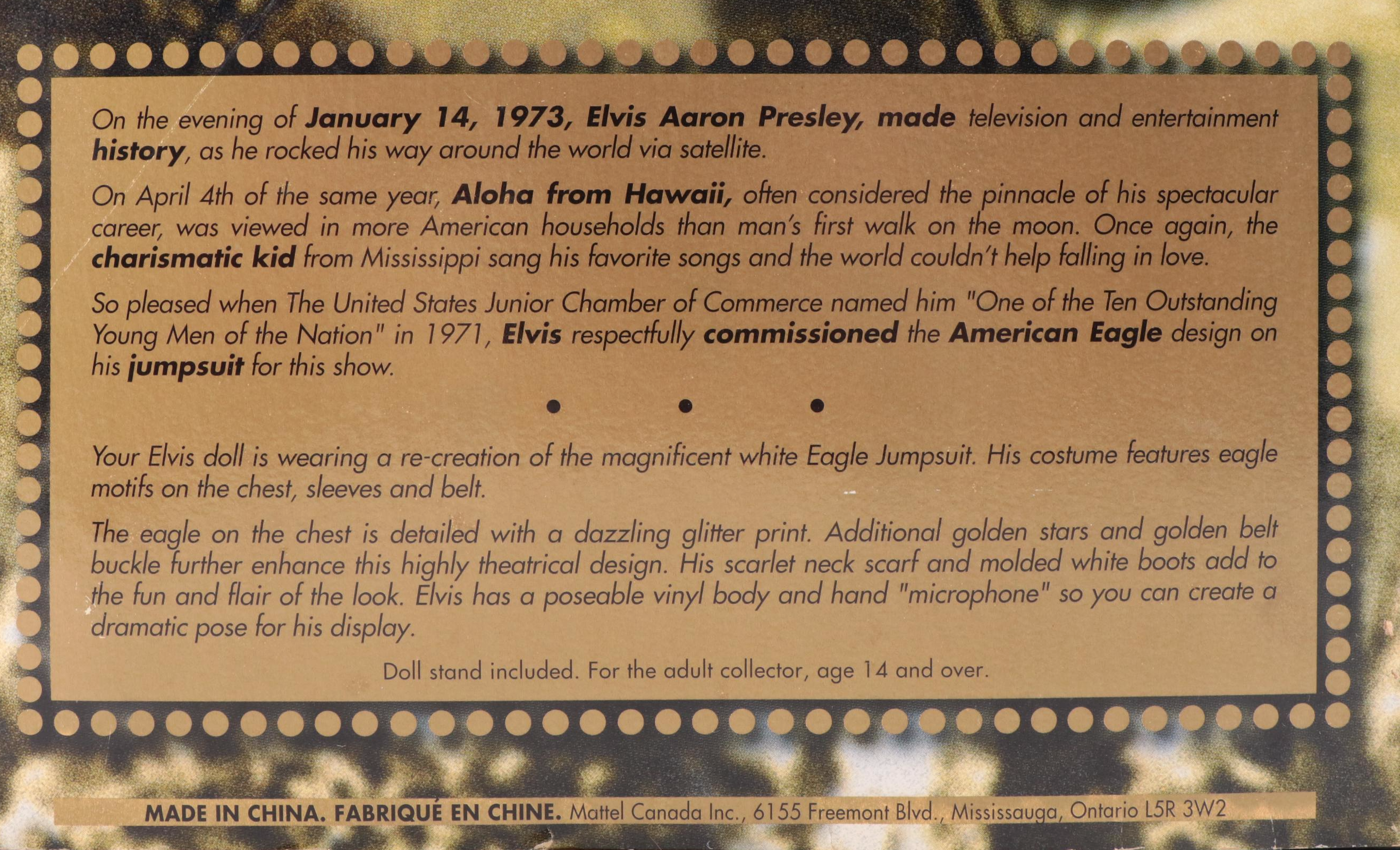 Mattel, Hasbro Collector Edition Elvis Presley Dolls Including "Eagle Jumpsuit"