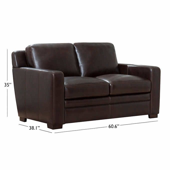 Simon Li "Chanton" Leather Loveseat in Brown