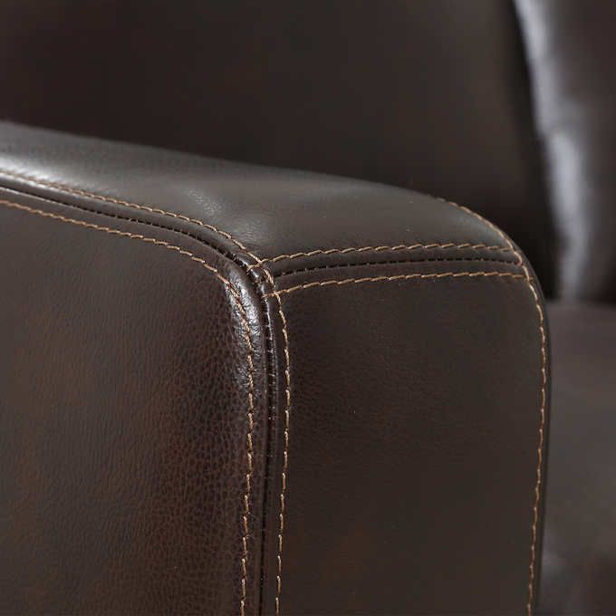 Simon Li "Chanton" Leather Loveseat in Brown
