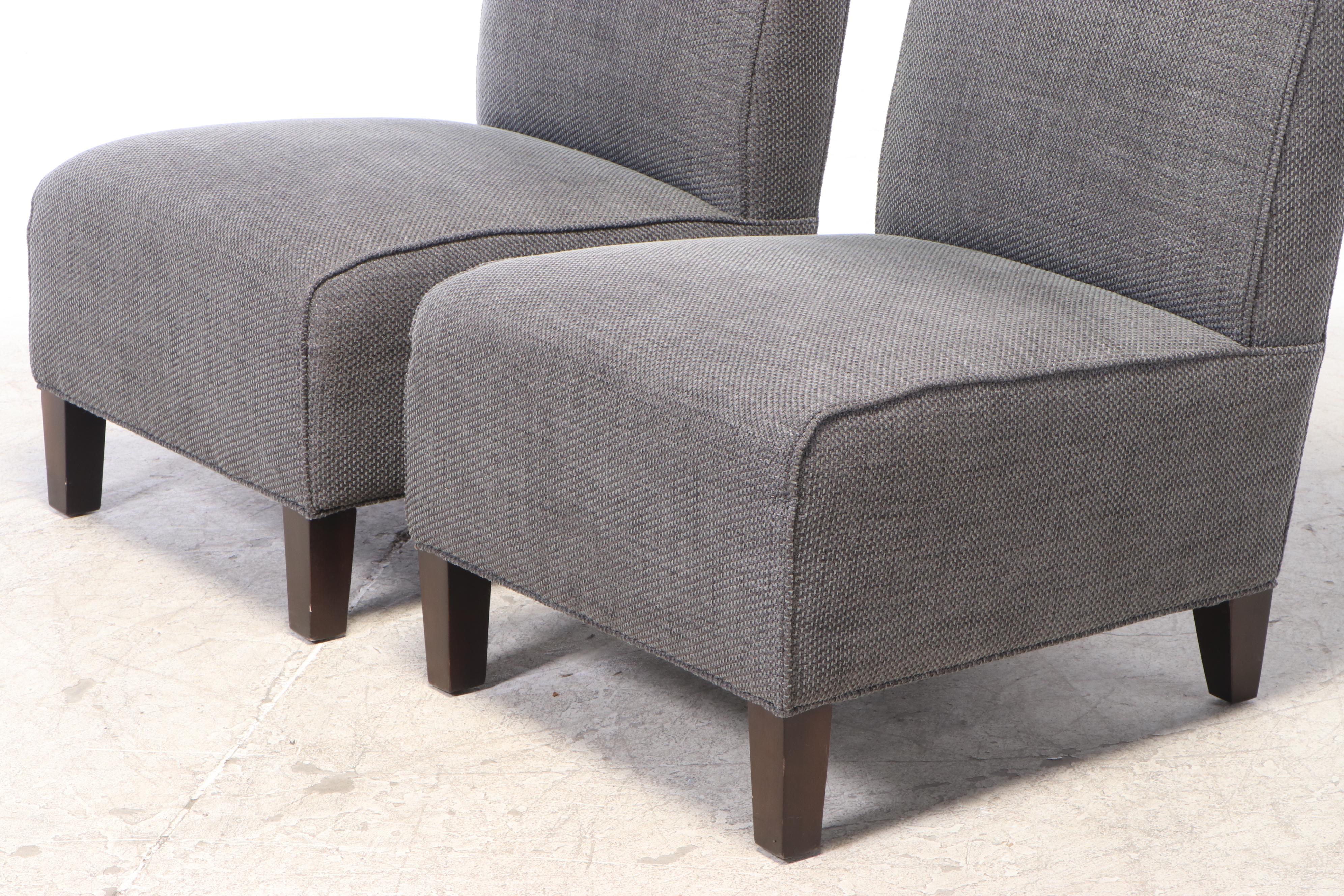 Pair of Arhaus Furniture Custom-Upholstered Slipper Chairs