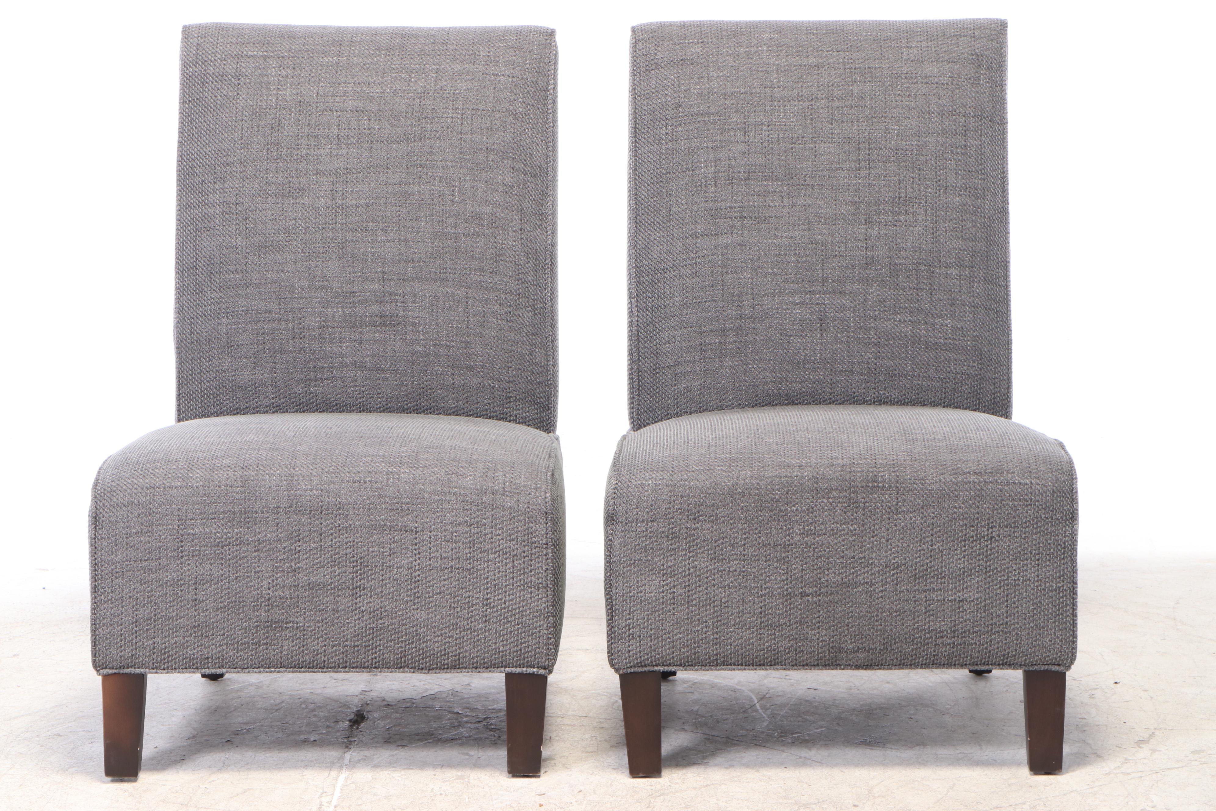 Pair of Arhaus Furniture Custom-Upholstered Slipper Chairs