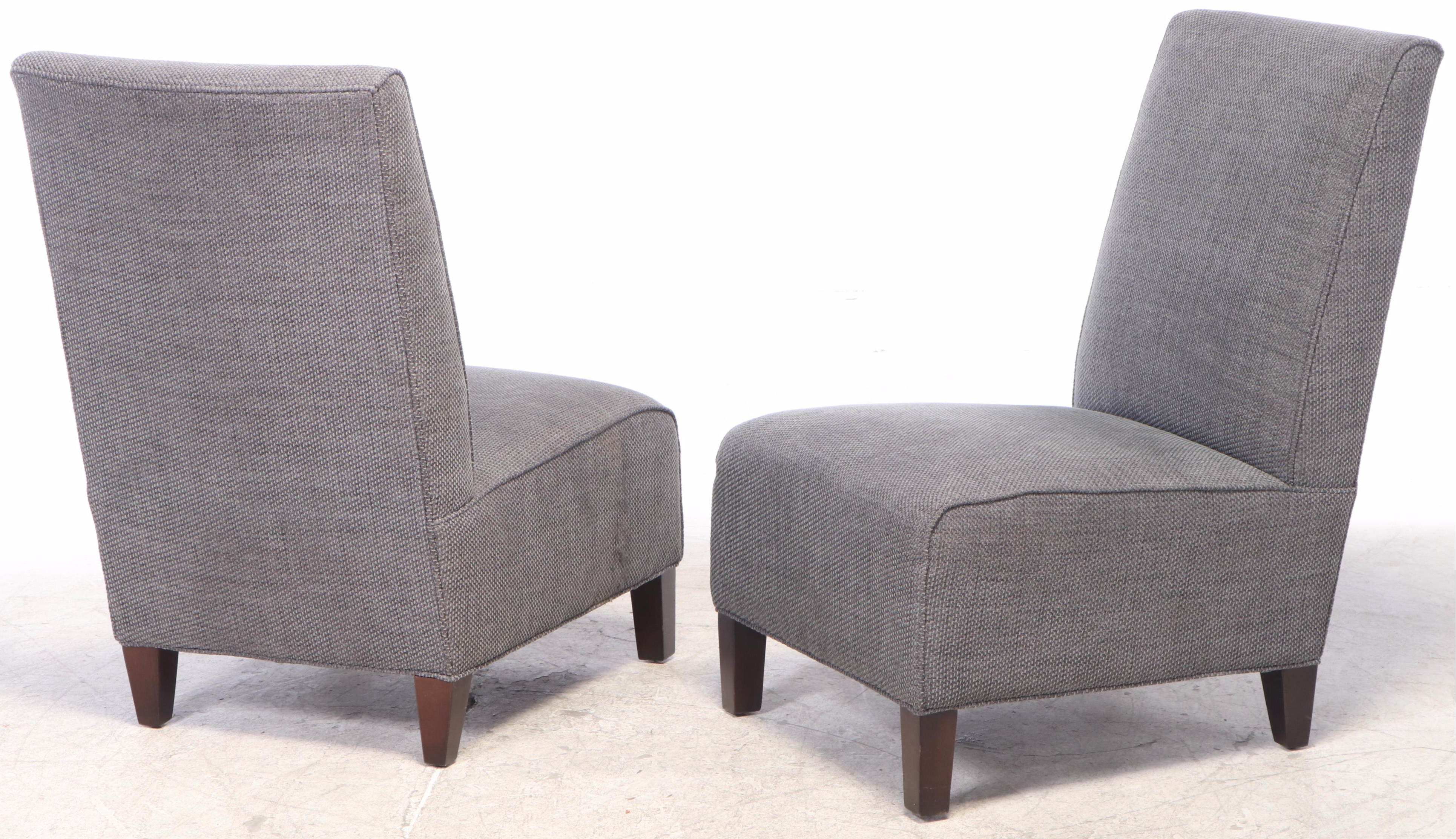 Pair of Arhaus Furniture Custom-Upholstered Slipper Chairs