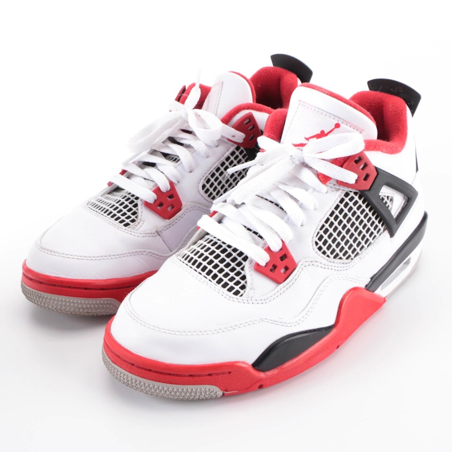 Children's Nike Jordan 4 Retro Fire Red Basketball Sneakers with Box