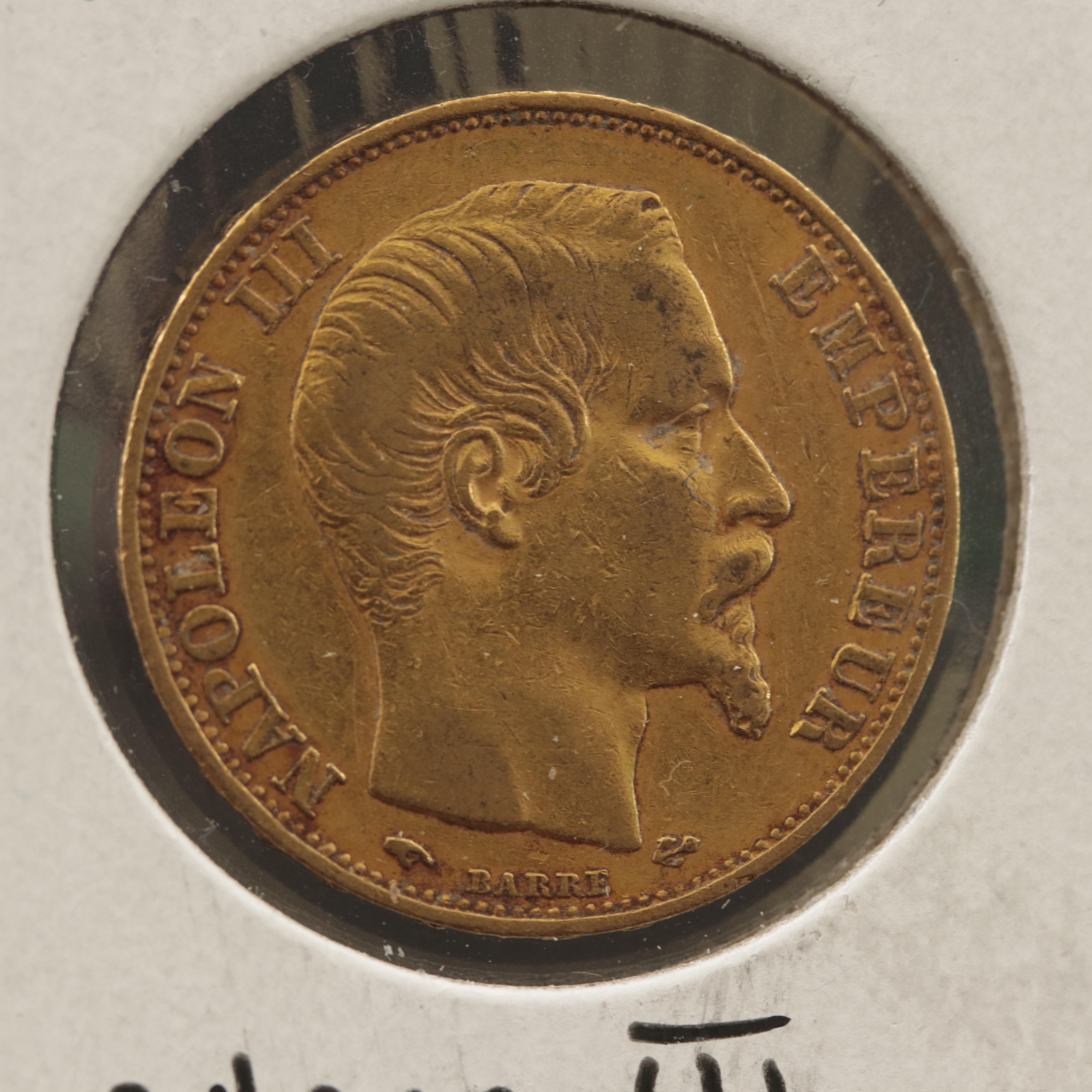 1859 A France Twenty Francs Gold Coin