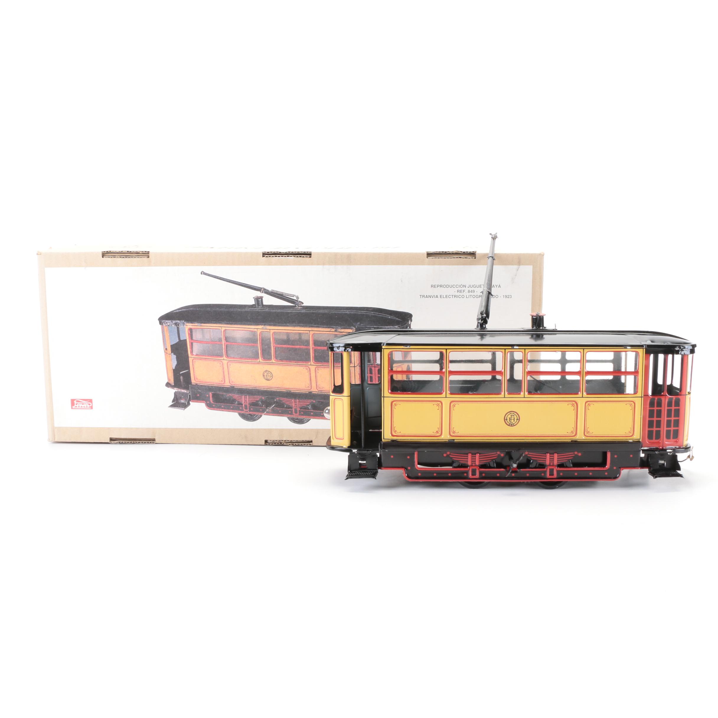 Trolley Reproduction Wind-Up Tin Toy by Paya, 1990s