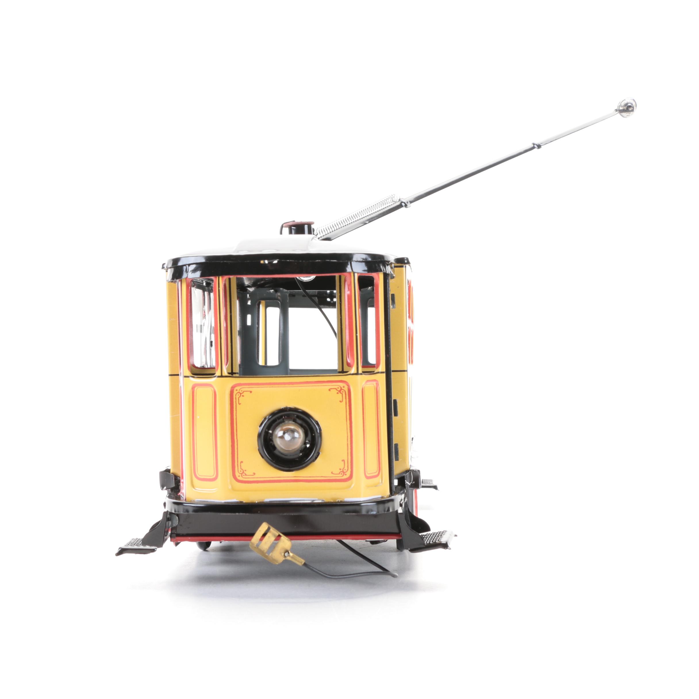 Trolley Reproduction Wind-Up Tin Toy by Paya, 1990s