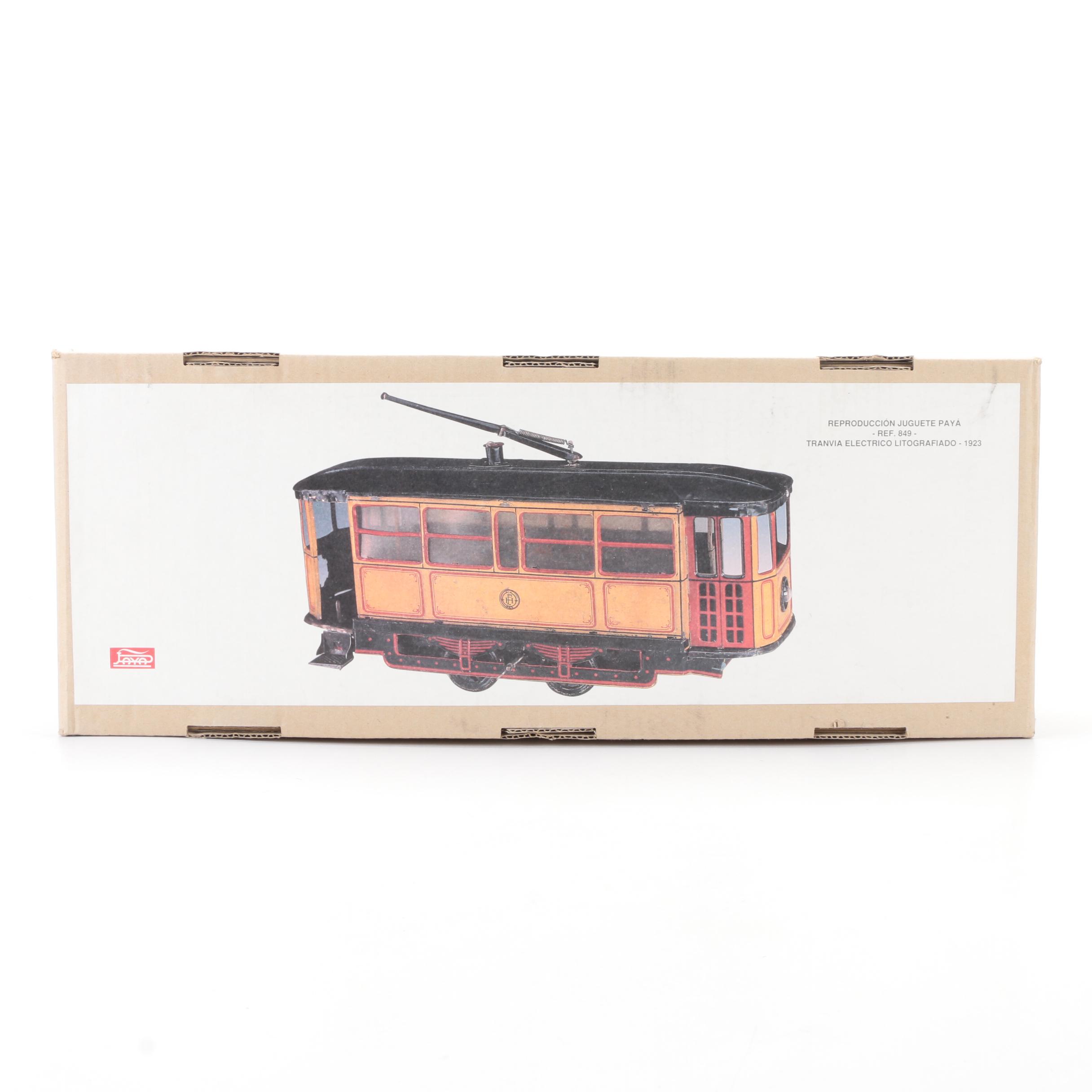 Trolley Reproduction Wind-Up Tin Toy by Paya, 1990s