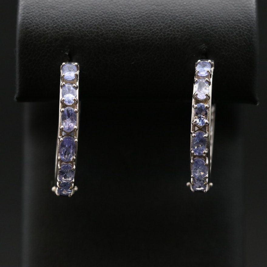 Sterling Tanzanite Inside-Out Hoop Earrings