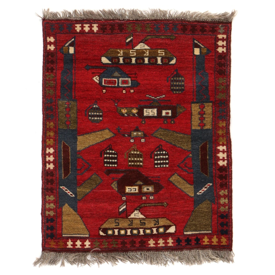 2'3 x 3' Hand-Knotted Afghan War Accent Rug