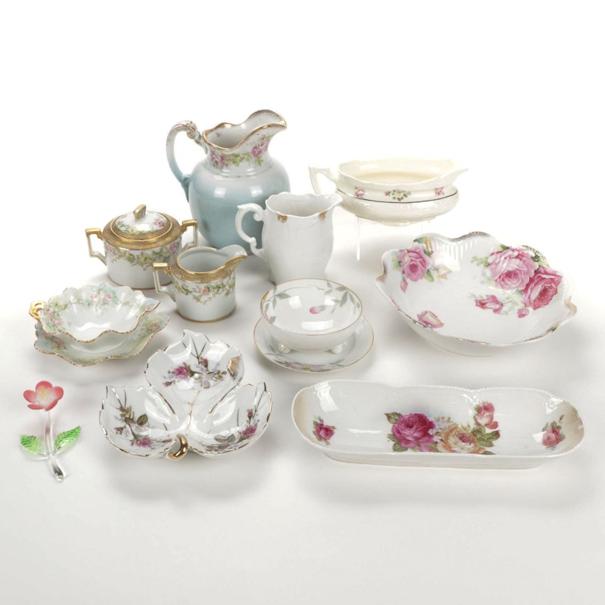 Nippon, Noritake, and Other Hand-Painted Porcelain Floral Tableware