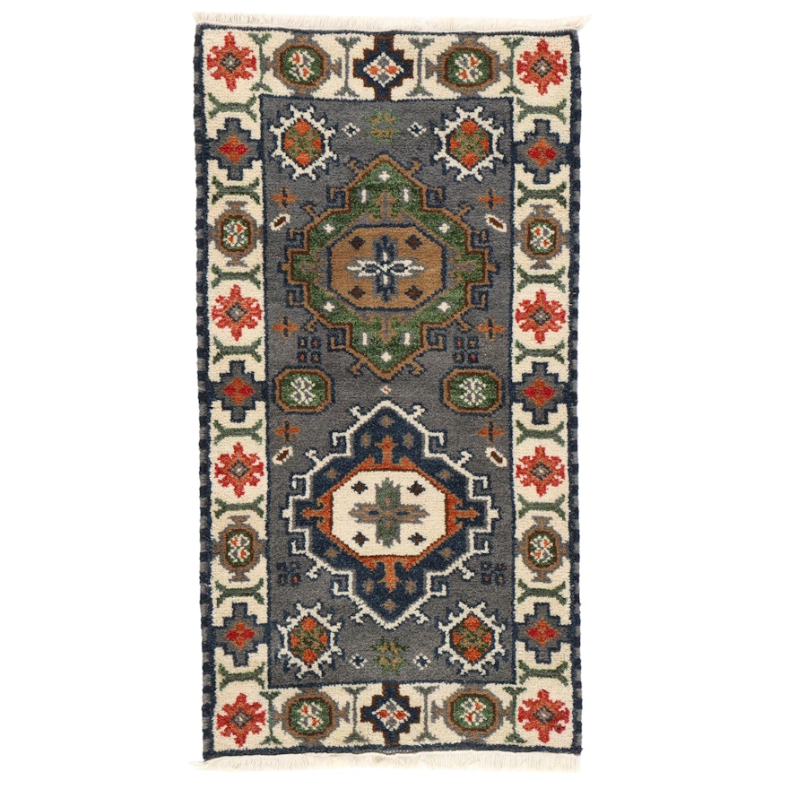 2'1 x 4'2 Hand-Knotted Indo-Caucasian Kazak Rug, 2010s