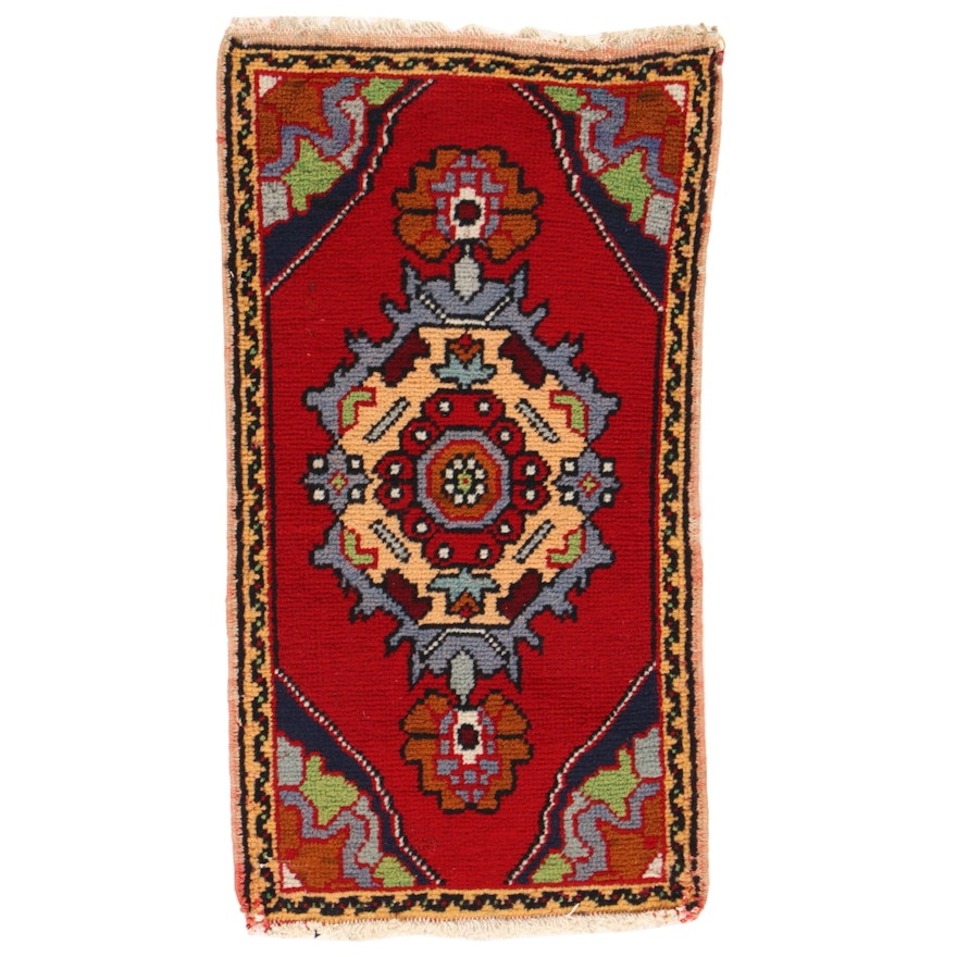 1'8 x 3'2 Hand-Knotted Turkish Village Rug, 1930s