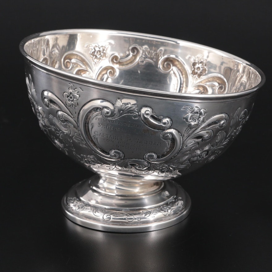 William Gibson & John Langman of London Hand Chased Sterling Bowl, 1886