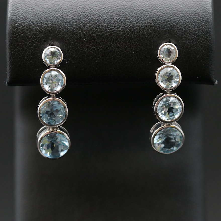 Sterling Graduated Sky Blue Topaz Earrings