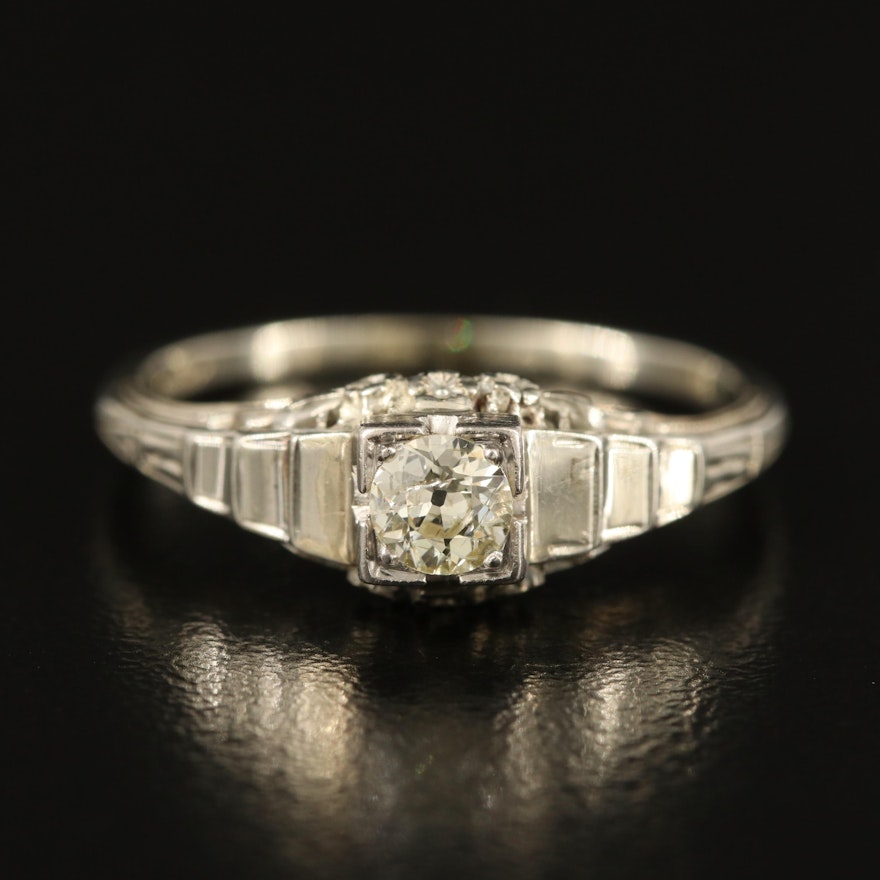 1930s 18K 0.25 CTW Diamond Openwork Ring