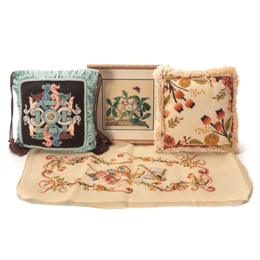 Needlepoint Accent Pillows and Needlepoint Panels